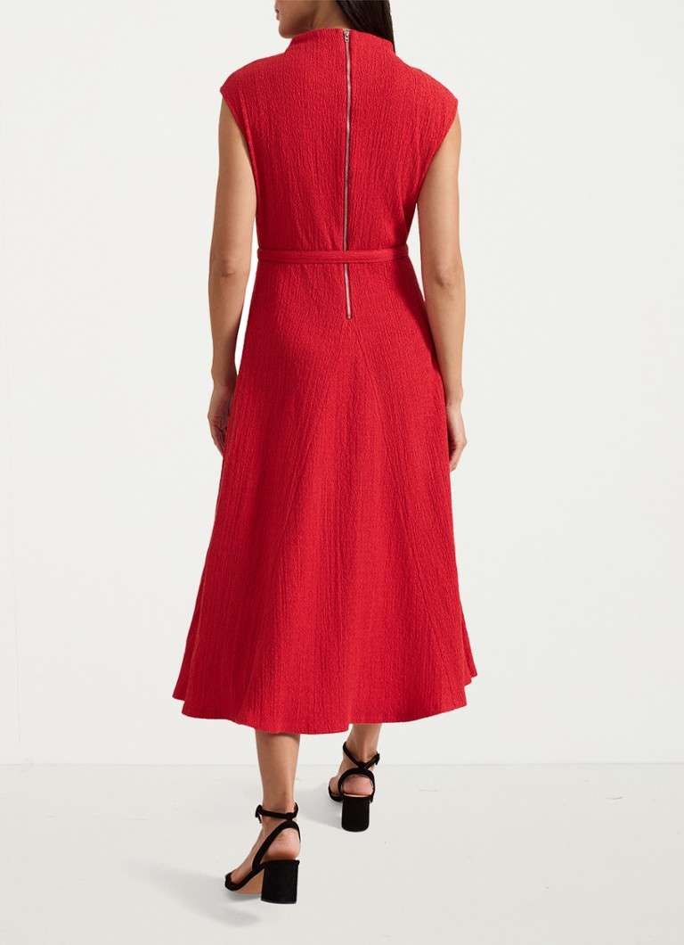 Vestido midi Ophelia texturizado de Phase Eight con cinturón para anudar.
