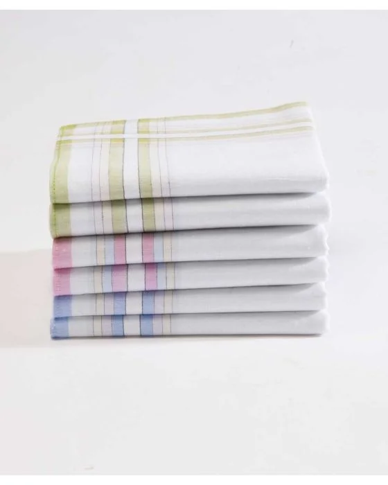 Lot de 12 mouchoirs pur coton carreaux