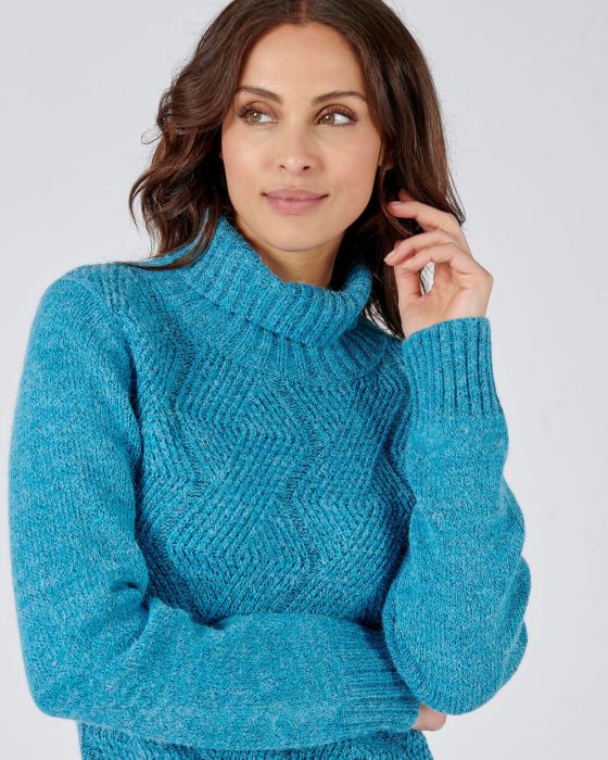 Pull col roulé, maille chinée chaude Thermolactyl