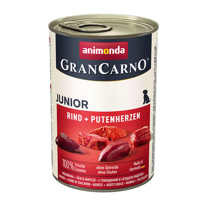 Animonda Hundenassfutter Animonda GranCarno Original Junior Rind & Putenherzen 24x400 g