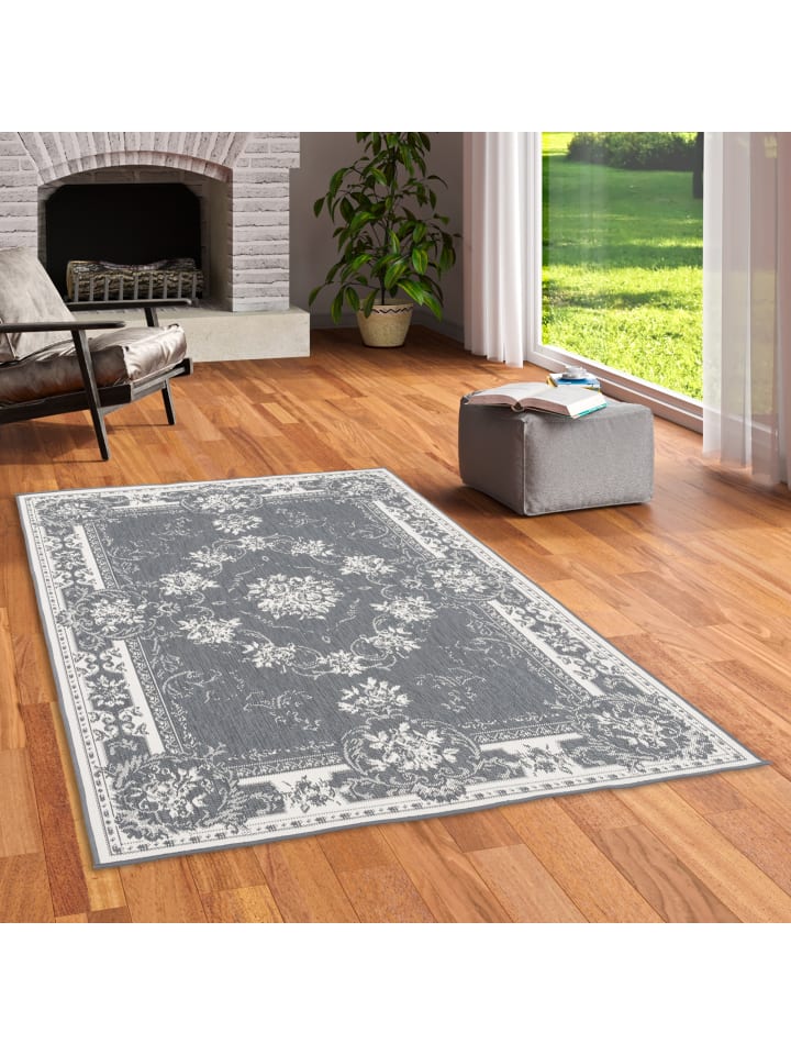 Pergamon In- und Outdoor Teppich Beidseitig Cape Cod Bordüre in Grijs günstig kaufen