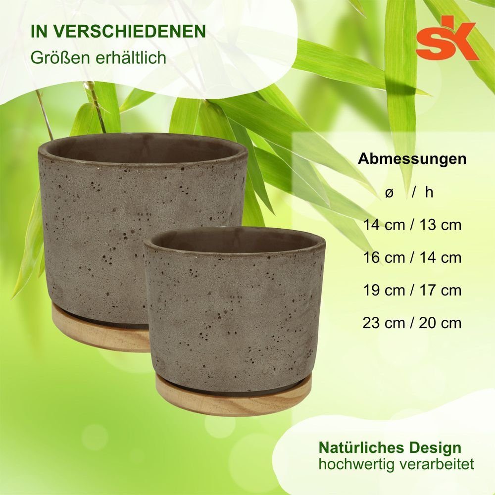 Heimwerkercenter Übertopf SK - Soendgen Keramikübertopf Serie Paros DELUX ø14 cm, sandgrau, hochwertiges Wohnambiente