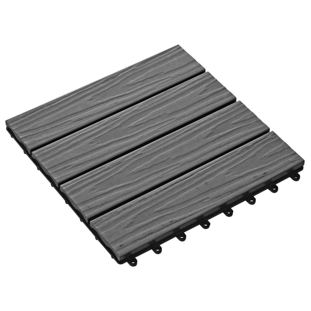 Teppichboden Terrassenfliesen 11 Stk. Tief Geprägt WPC 30x30cm 1 qm Grau, vidaXL