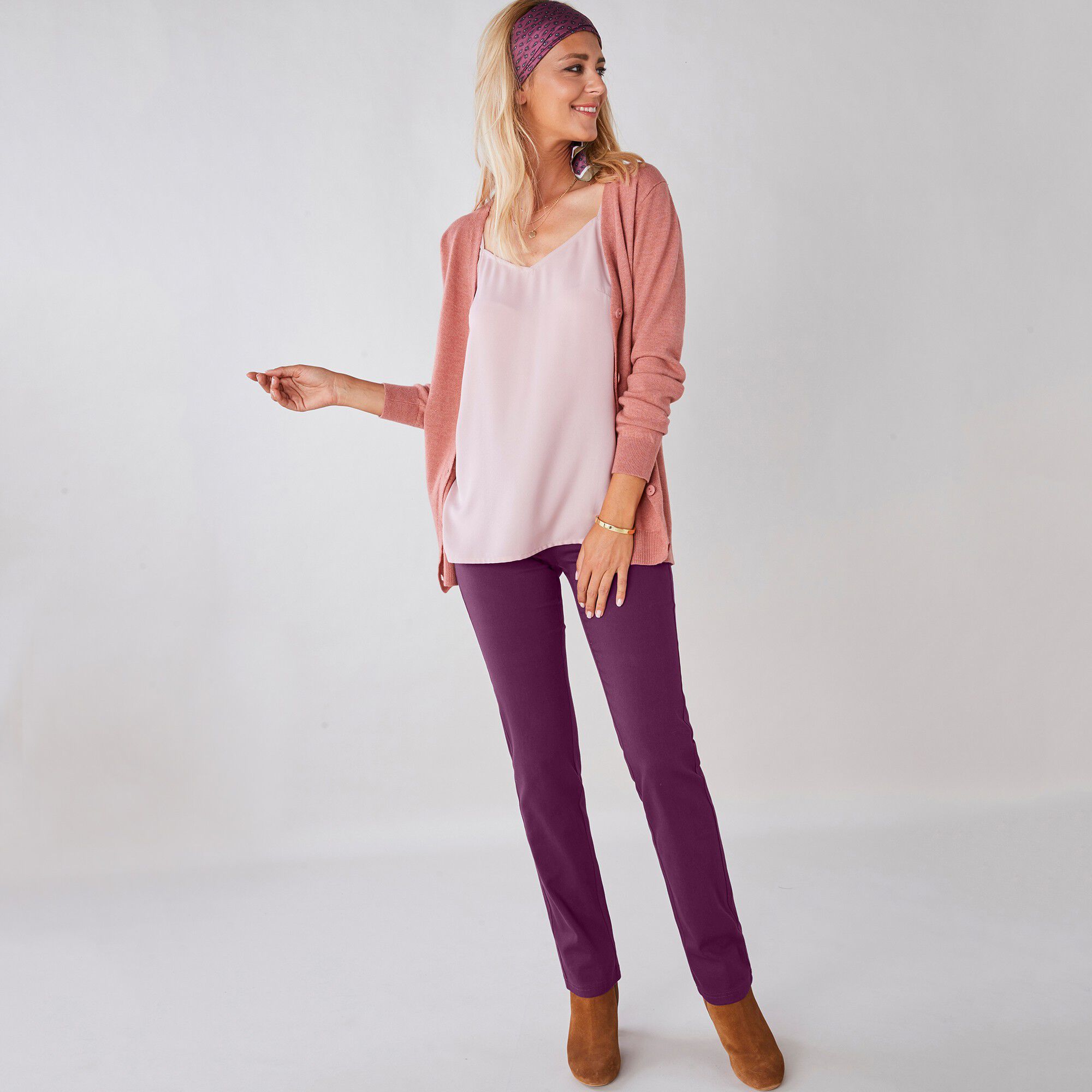 Pantalon sculptant effet ventre plat taille élastiquée