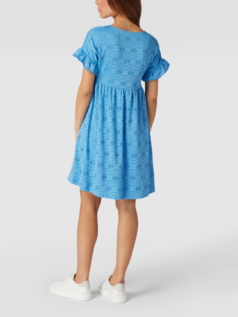 Umstands-Minikleid mit Lochstickerei in ozean blau