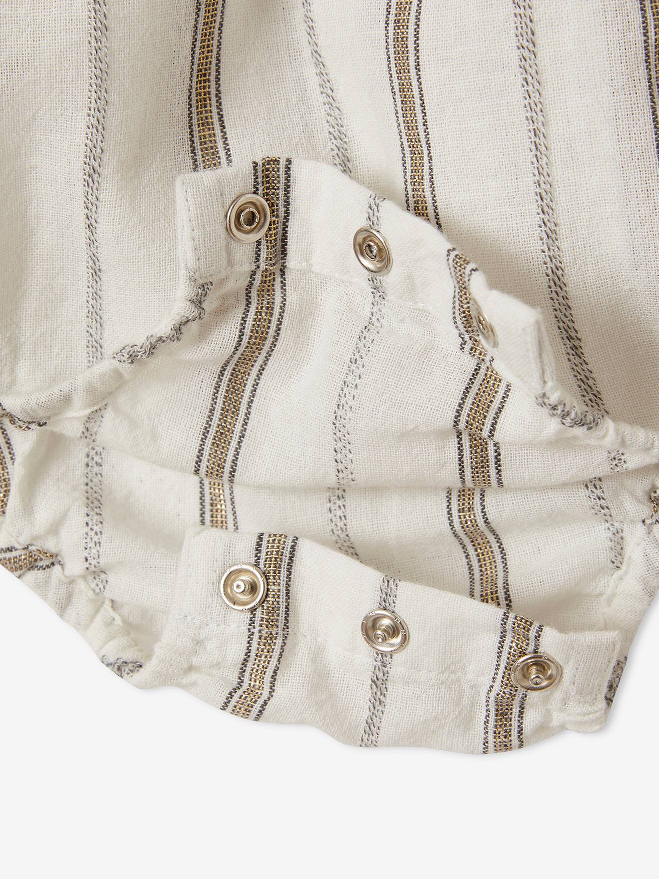 Vertbaudet Mädchen Baby Kurzoverall - wollweiß gestreift