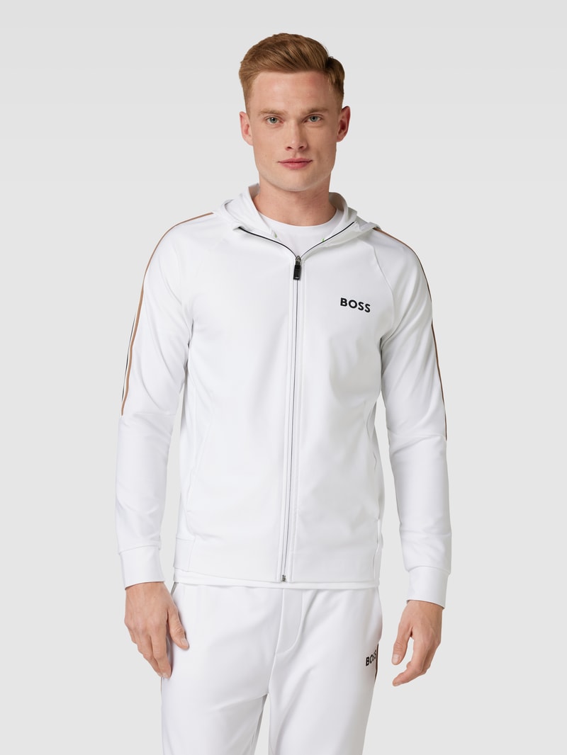 Sweatjacke mit Label-Print Modell 'Sicon' in weiß