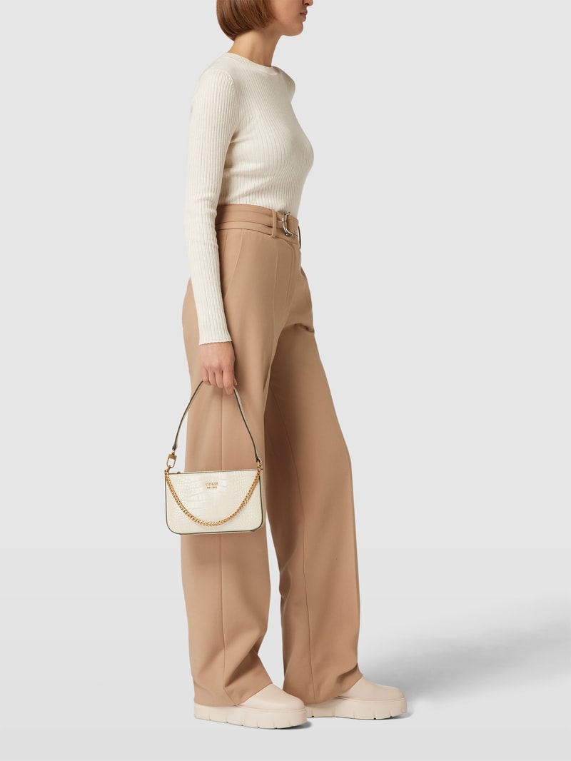 Handtasche mit Label-Applikation Modell 'KATEY' in ecru