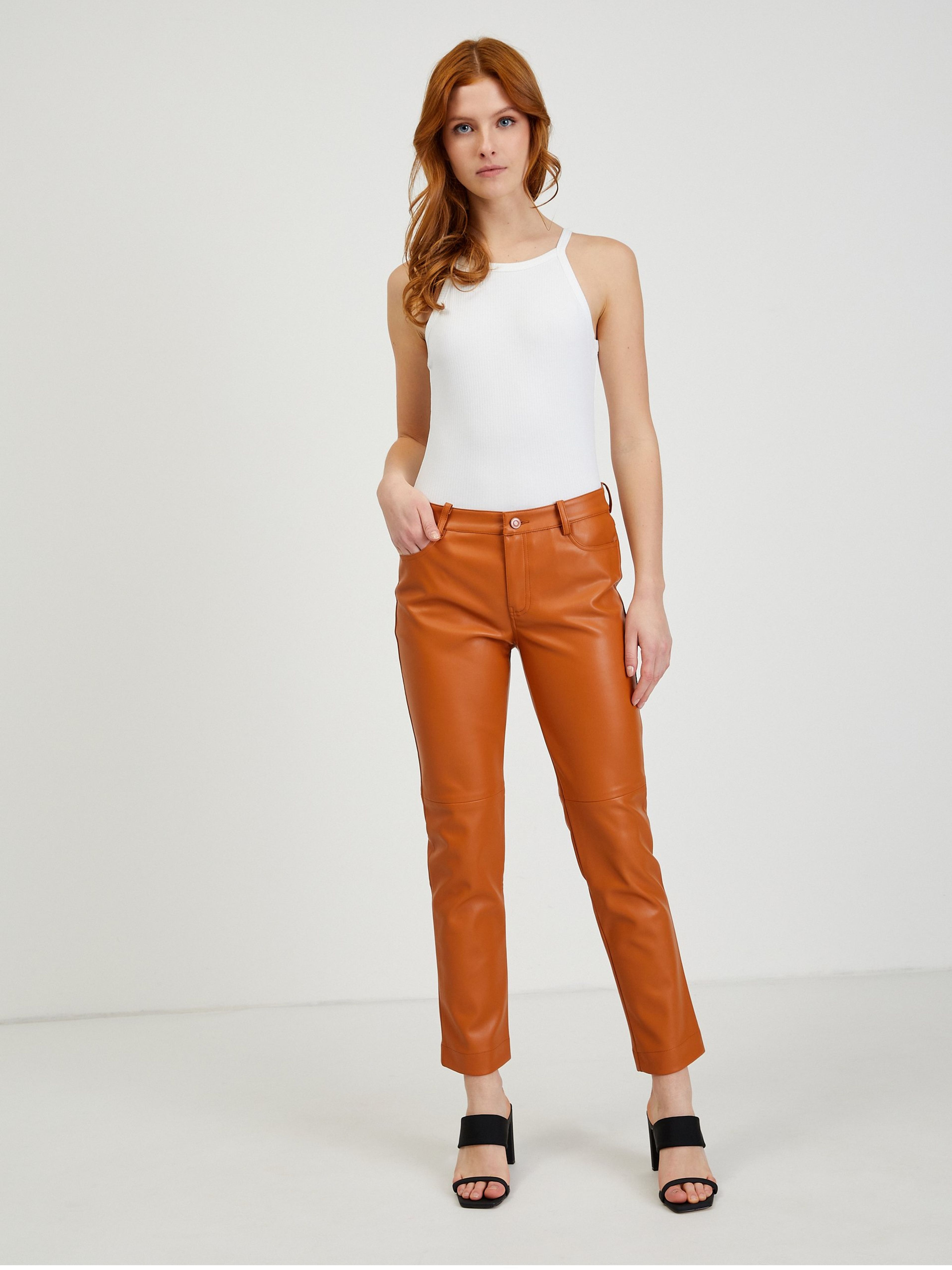Braune Damen Kunstlederhose ORSAY