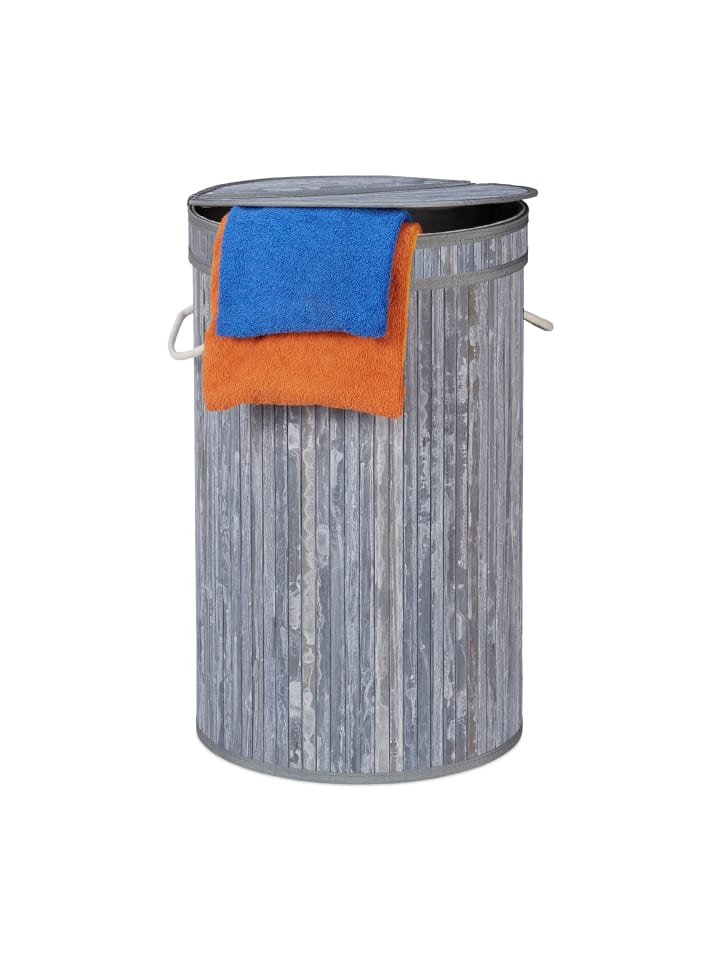 relaxdays Wäschekorb in Grau - (H)63 x Ø40 cm günstig kaufen onesize