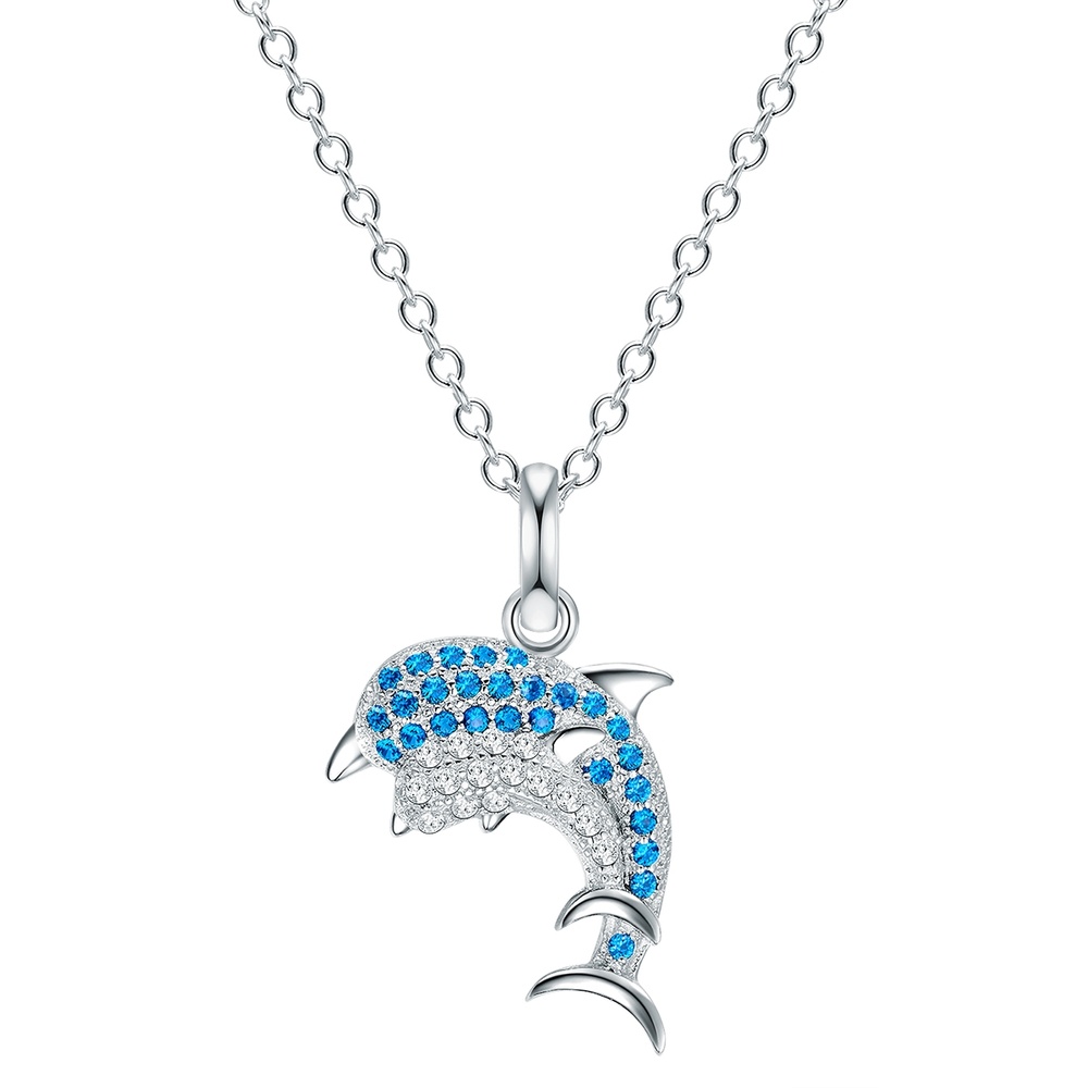 Rafaela Donata Chaîne Dauphin Argent sterling Oxyde de zirconium (CZ) en Argent collier
