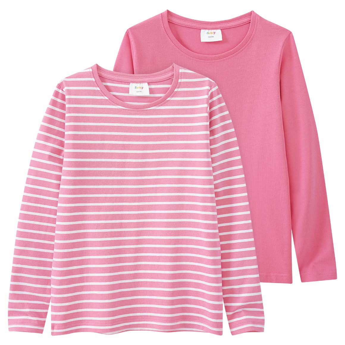 2 Mädchen Langarmshirts im Basic-Style