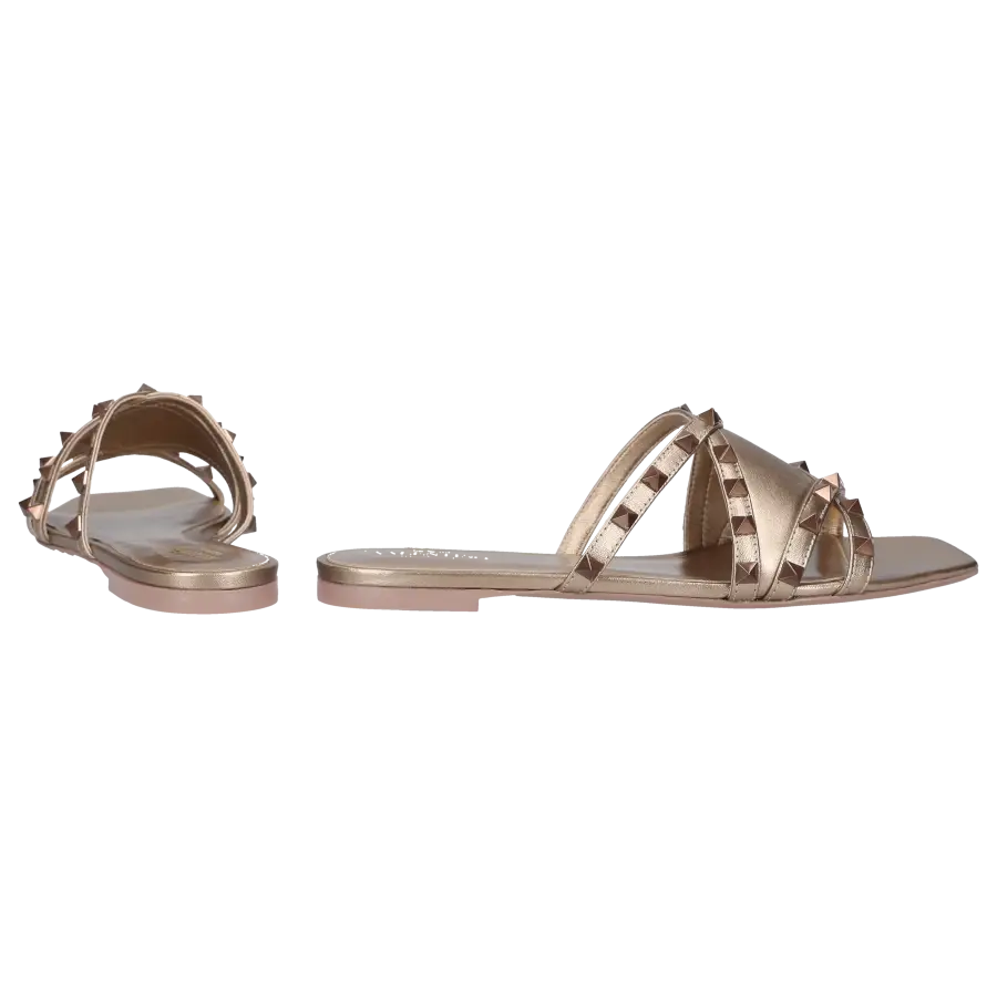 Valentino Garavani - Pantoletten ROCKSTUD Kalbsleder - bronze