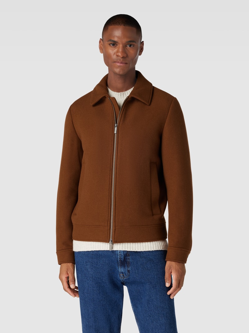 Jacke aus woll-Mix mit Umlegekragen in camel