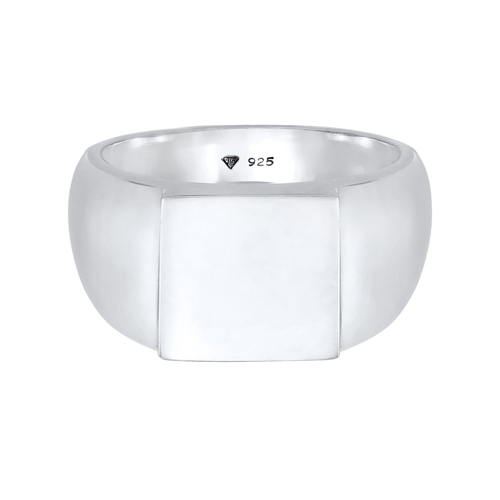 KUZZOI KUZZOI Bague Hommes Sceau Rectangle Brillant Basique Solide en argent sterling 92 Bague