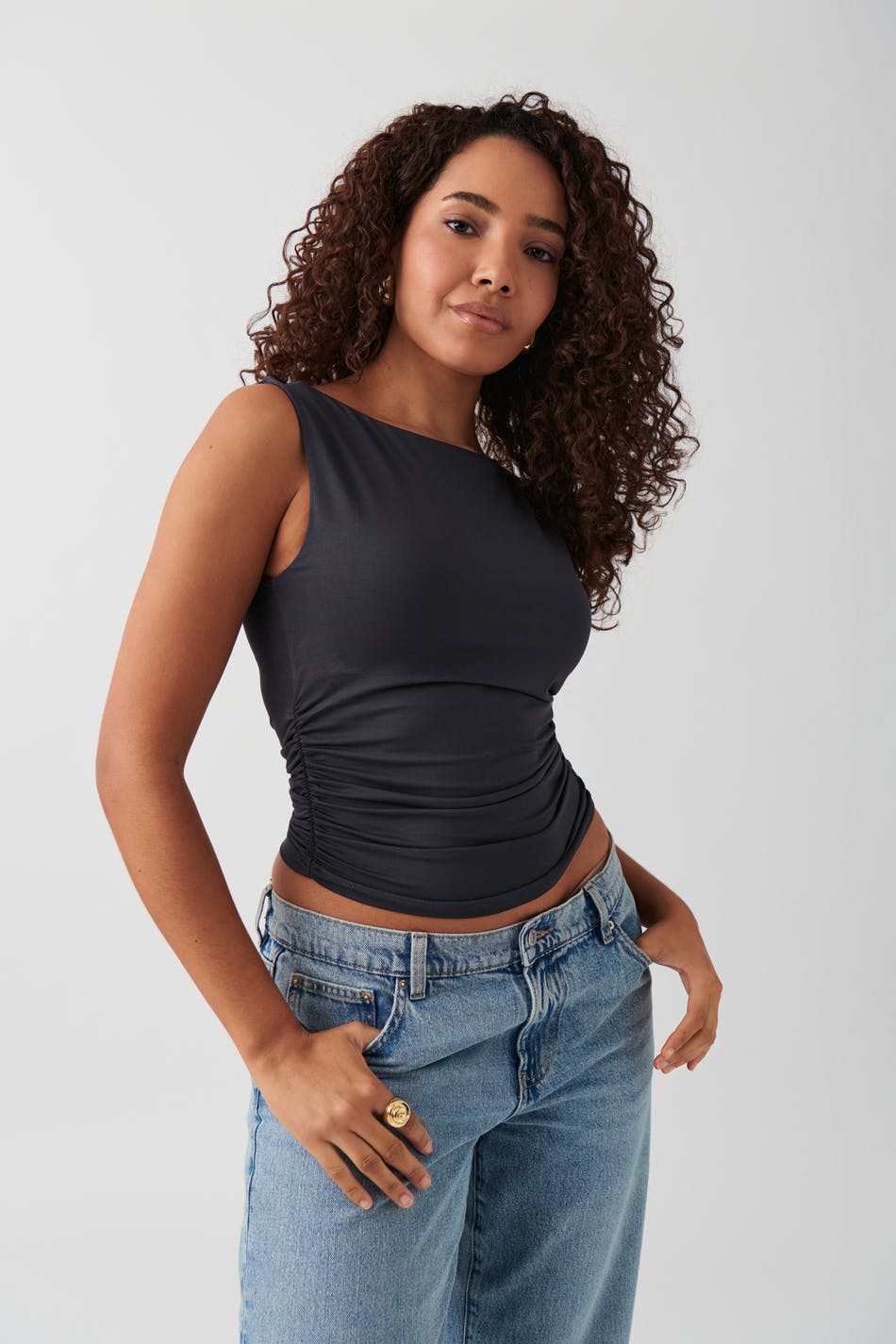 Soft touch boatneck top