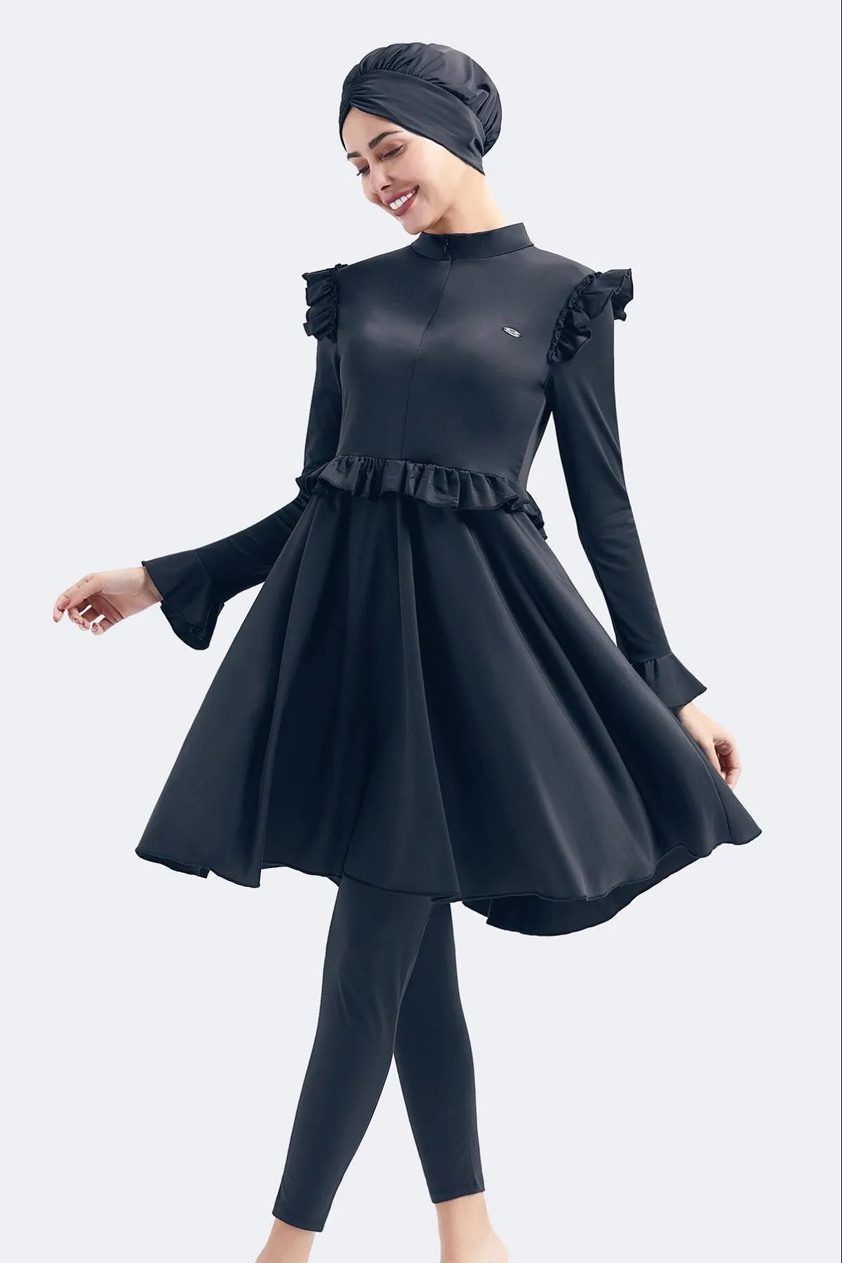 C&City  Vollständig bedeckter 4-teiliger Hijab-Badeanzug 4053 Schwarz