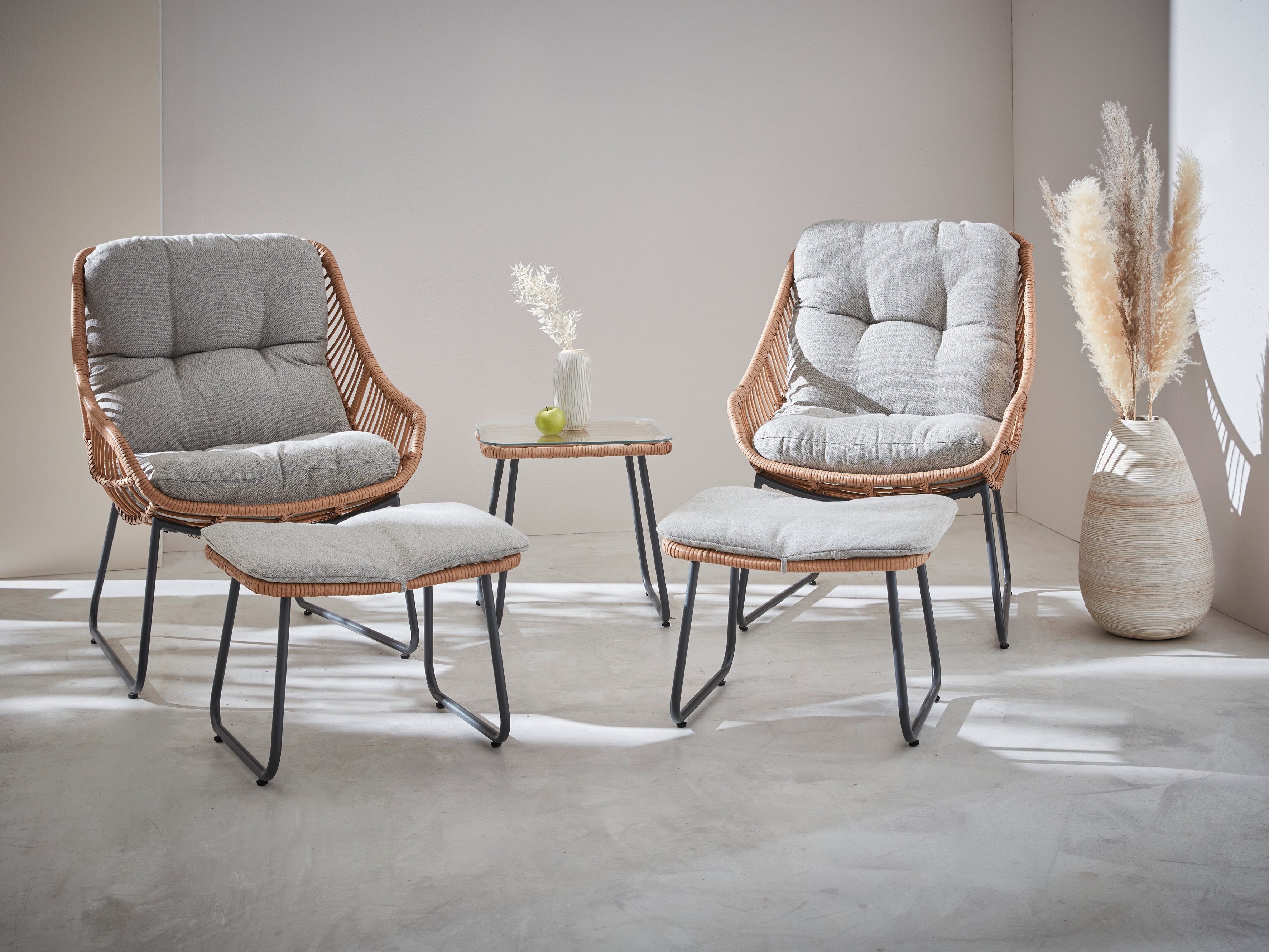 Guido Maria Kretschmer Home&Living Gartenlounge-Set Naxos, (9-tlg), mit natürlichem Look und gemütlichen Kissen