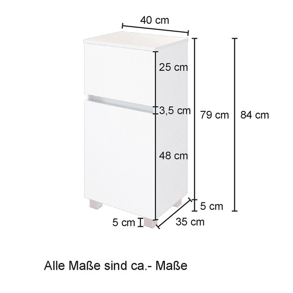 Unterschrank Lincoln, 40 cm, matt grau/wotaneiche