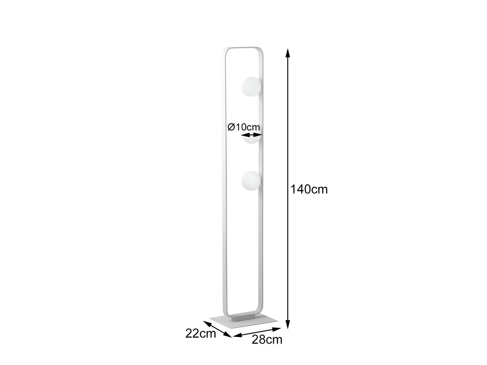 meineWunschleuchte LED Stehlampe, Dimmfunktion, LED wechselbar, Warmweiß, ausgefallene moderne Designer Lampe dimmbar 3x Glas-kugel Lampenschirm