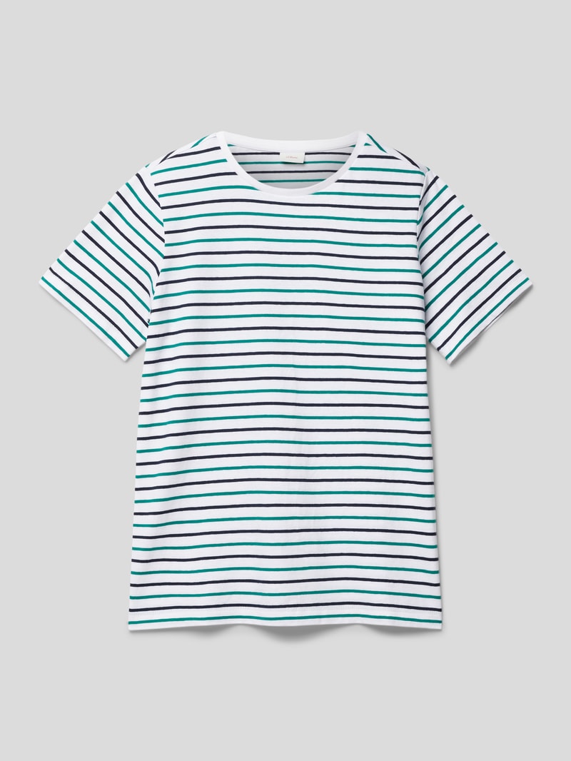 T-Shirt aus Baumwolle mit Streifenmuster in weiß