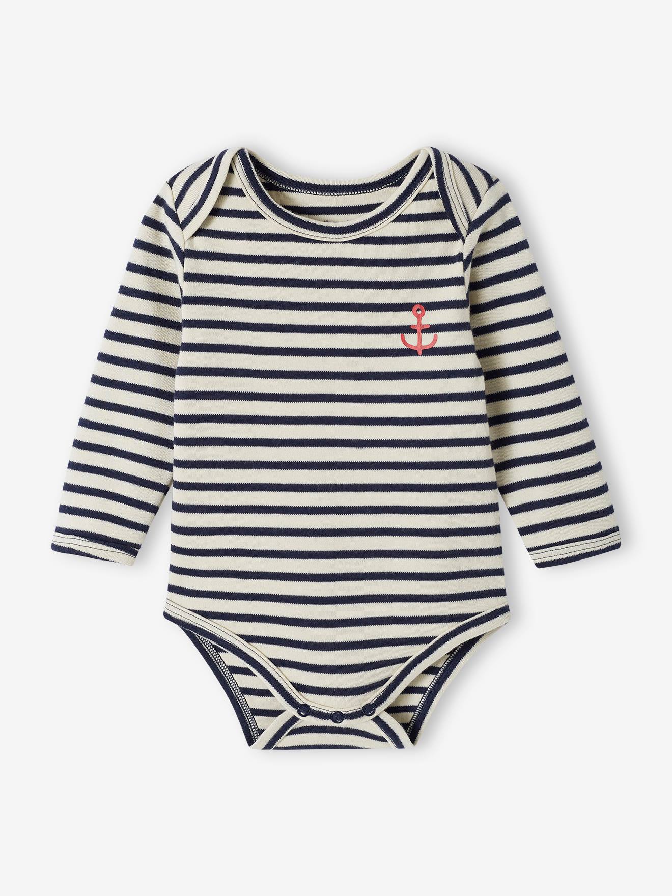 Vertbaudet Bio-Kollektion: 5er-Pack Baby Schlupfbodys Oeko-Tex - nachtblau