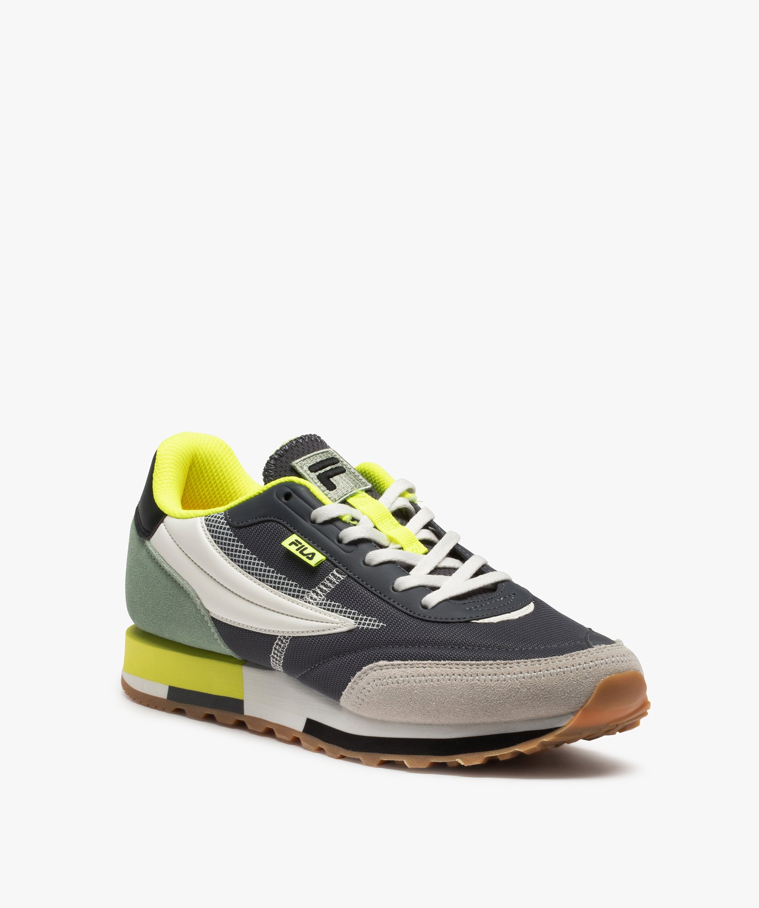 Baskets homme retro running détails fluo - Fila Retronique gris | GEMO