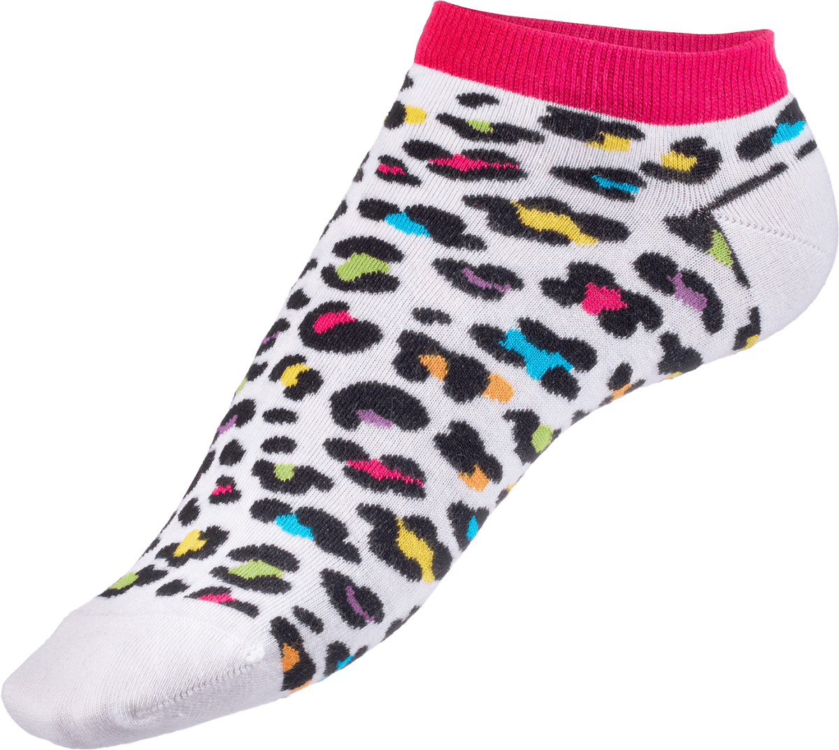 Sneaker Socken mit Leo-Muster weiß & bunt, Gr. 39-42, 1 St