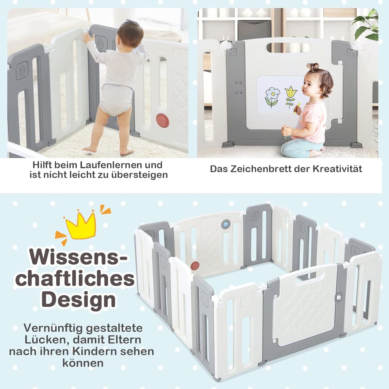 Costway Faltbares Laufstall, Baby-Laufgitter mit Tür