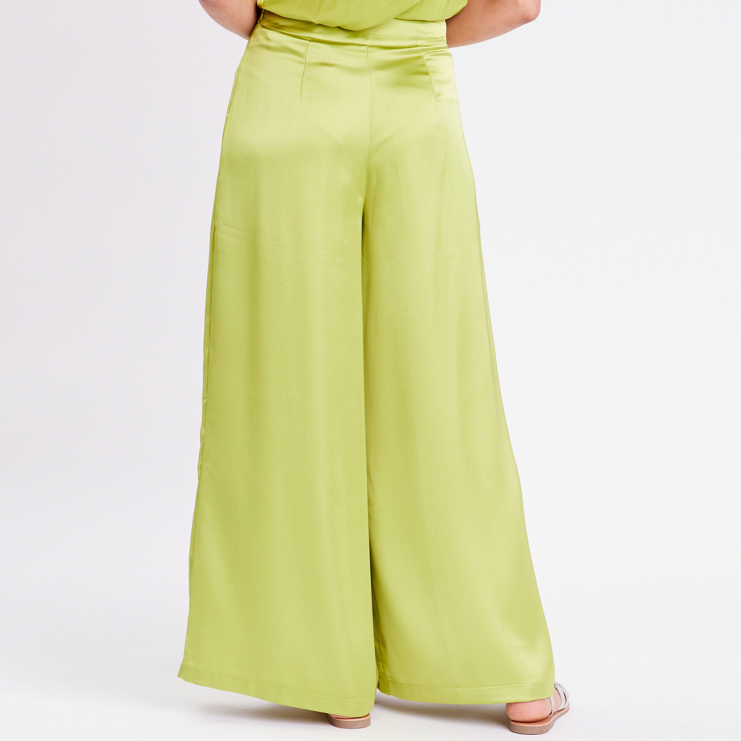Pantalon large vert anis femme | Cache Cache