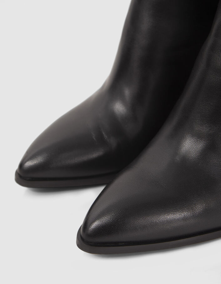 Boots noirs zippés cuir avec barrette métal Femme