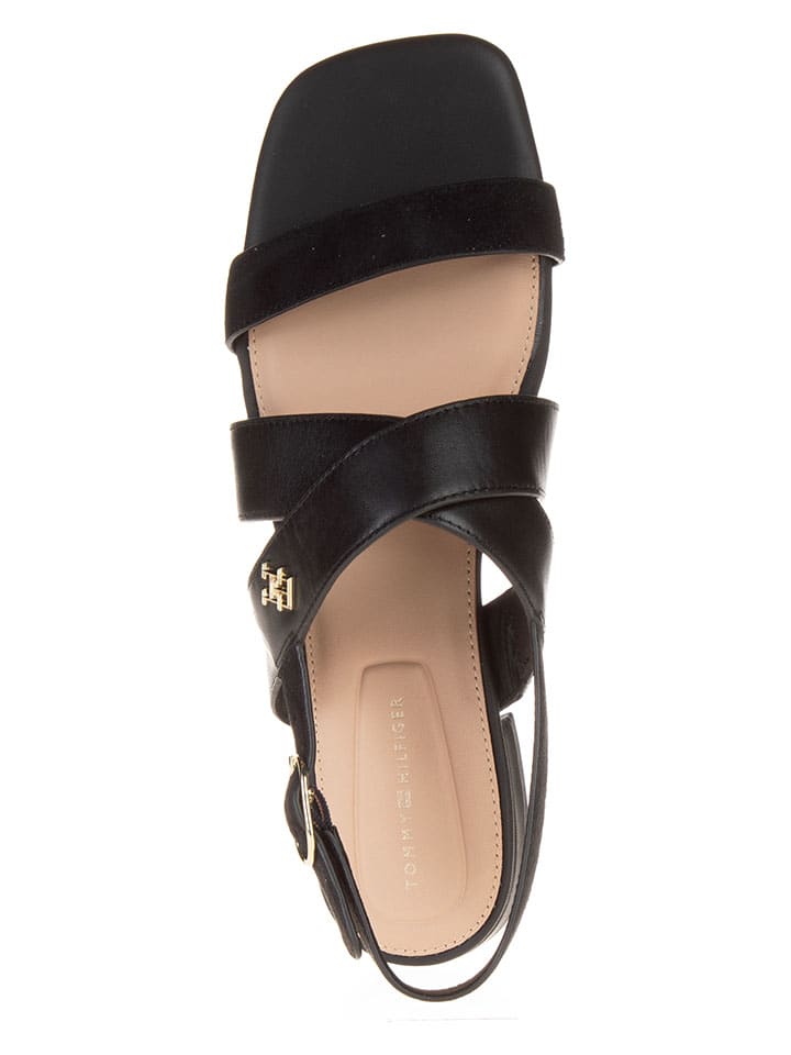 Tommy Hilfiger Shoes Leder-Sandalen in Schwarz günstig kaufen