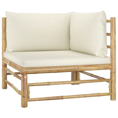 vidaXL Loungesofa 2-tlg. Garten-Lounge-Set mit Kissen Cremeweiß Bambus, 1 Teile