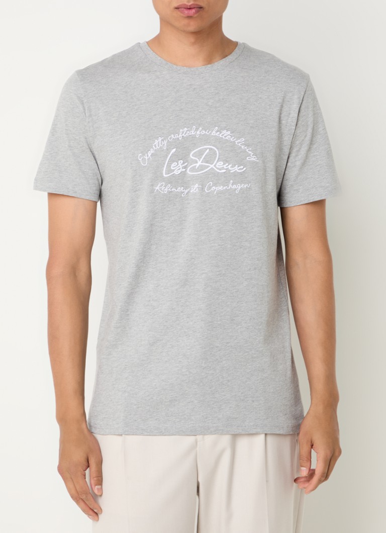 Tricou Les Deux Camden cu imprimeu heather și logo brodat.
