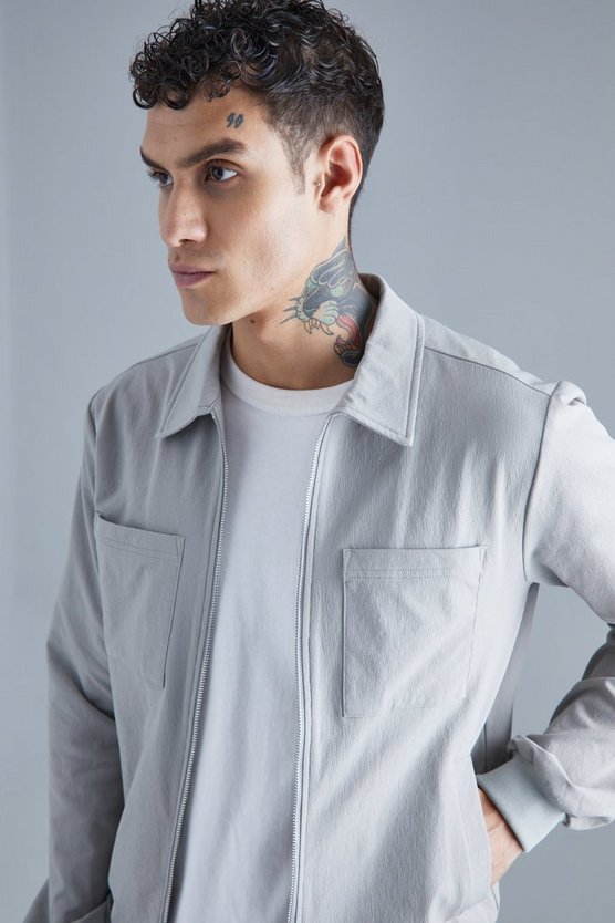 Stretch Harrington-Jacke mit Taschen