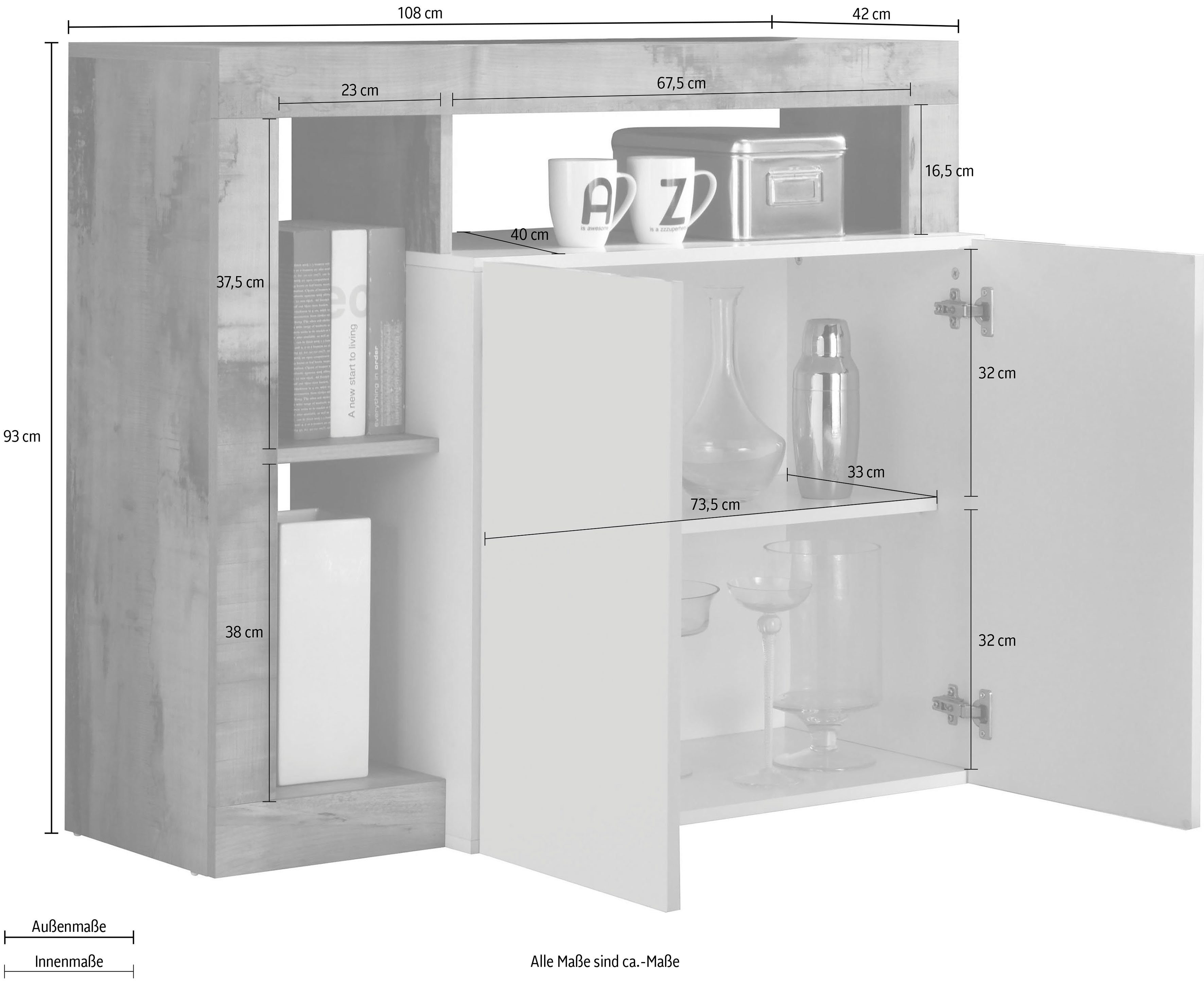 LC Sideboard Hamburg, Breite 108 cm