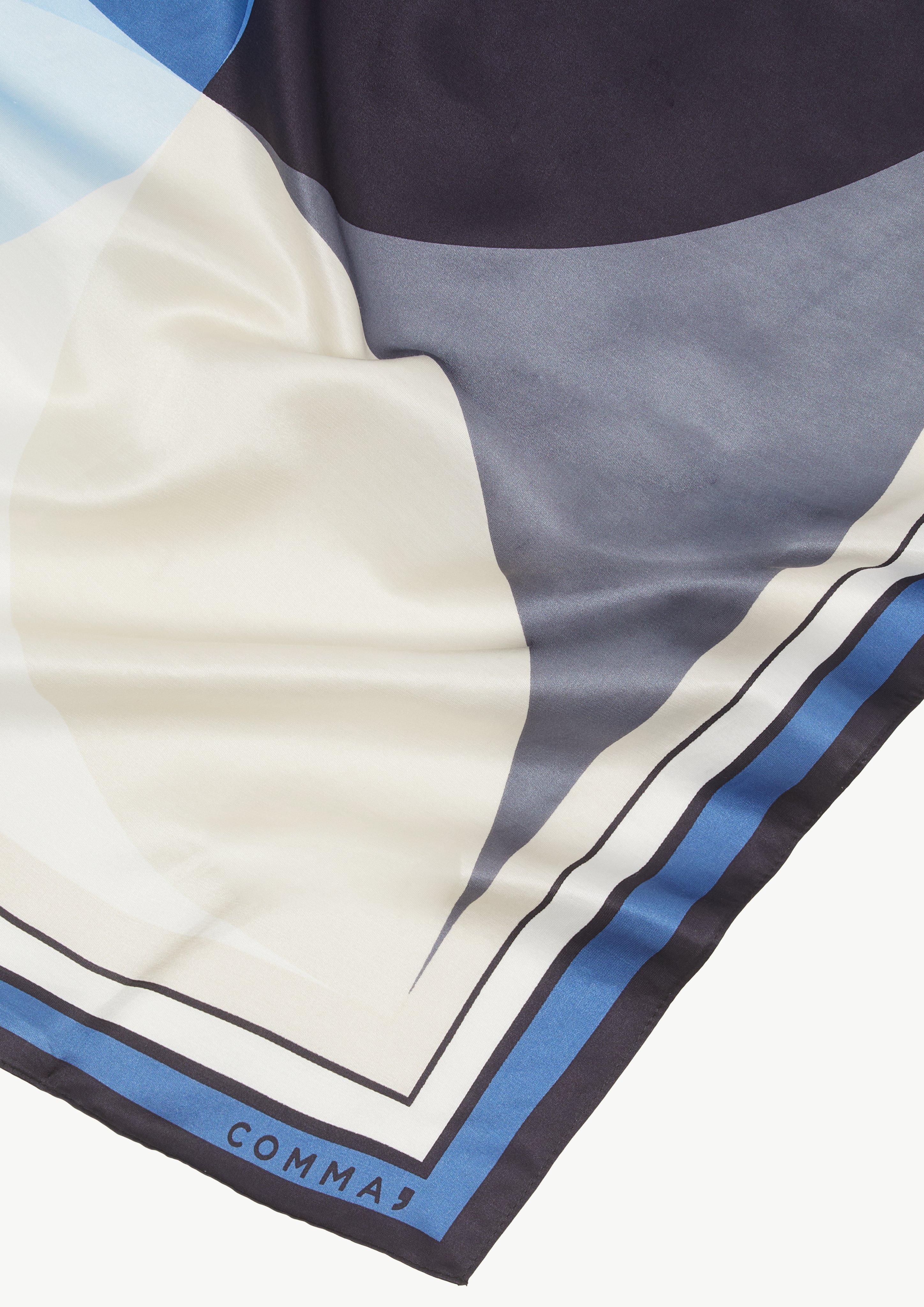 Tuch mit platziertem Print aus Seidenmix - royalblau