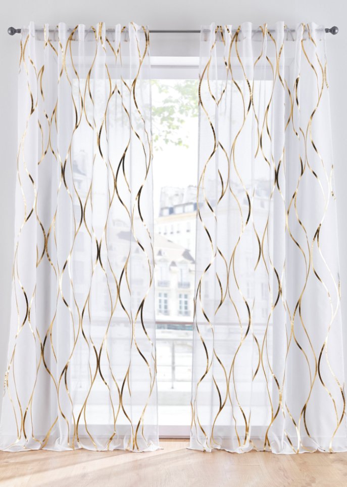 Transparente Gardine mit Glanz Druck (1er Pack)