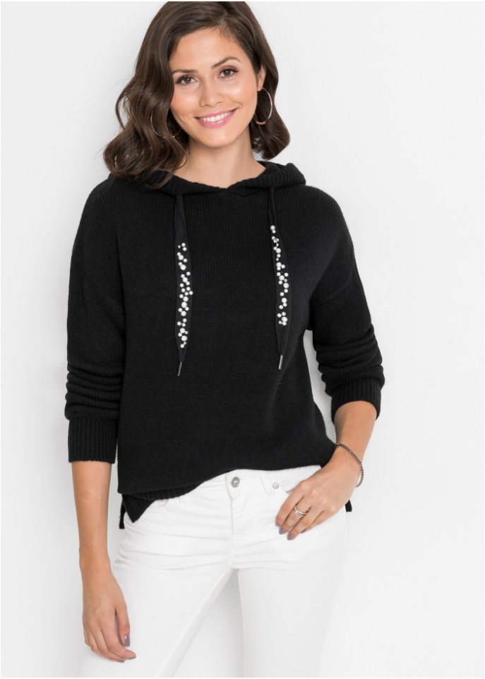 Strickpullover mit Kapuze