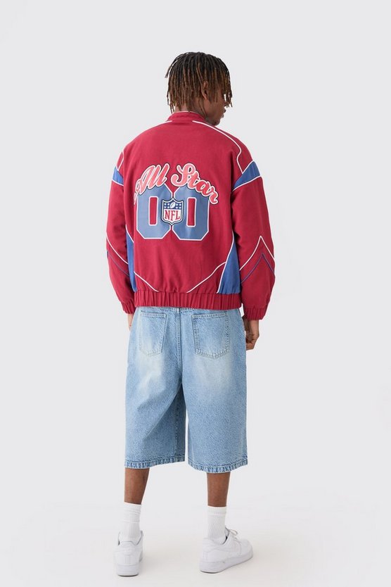 Oversize Nfl PU-Jacke mit Applikation