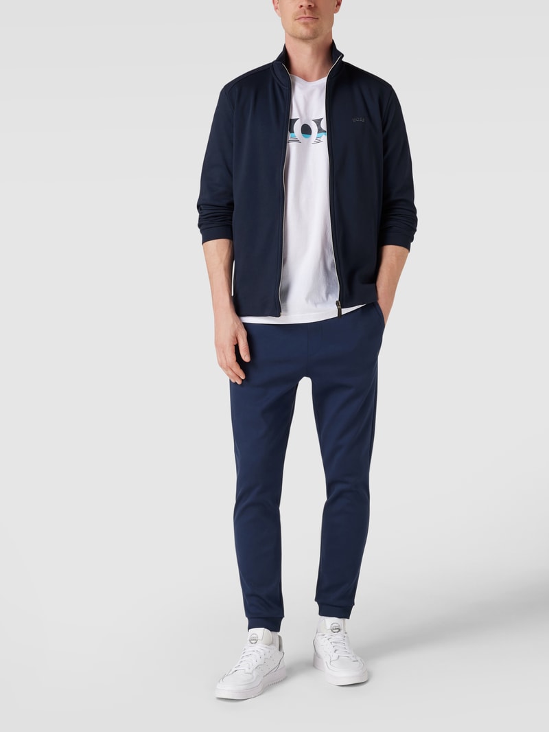 Sweatjacke mit Label-Patch in marineblau