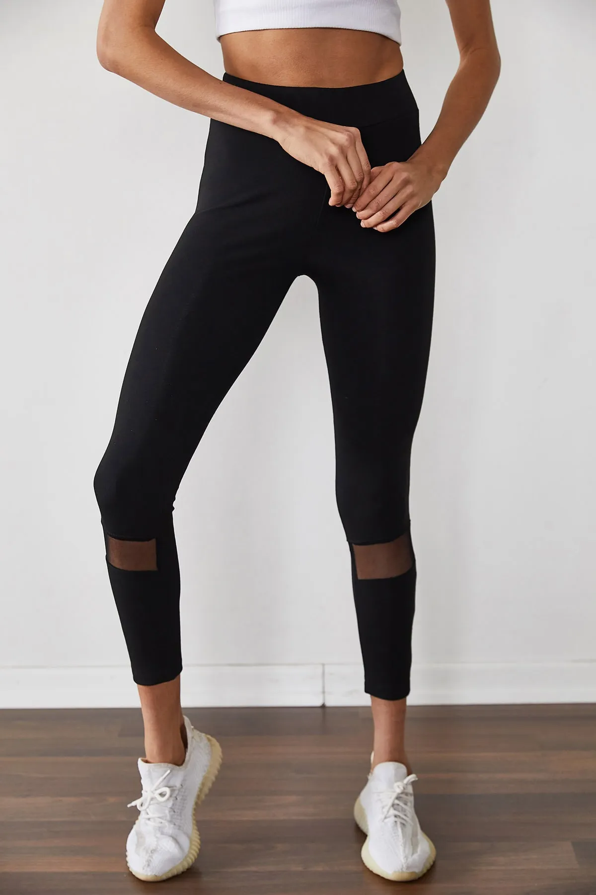 XHAN  Damen-Leggings aus schwarzem Tüll mit hoher Taille, 1KZK5-11399-02