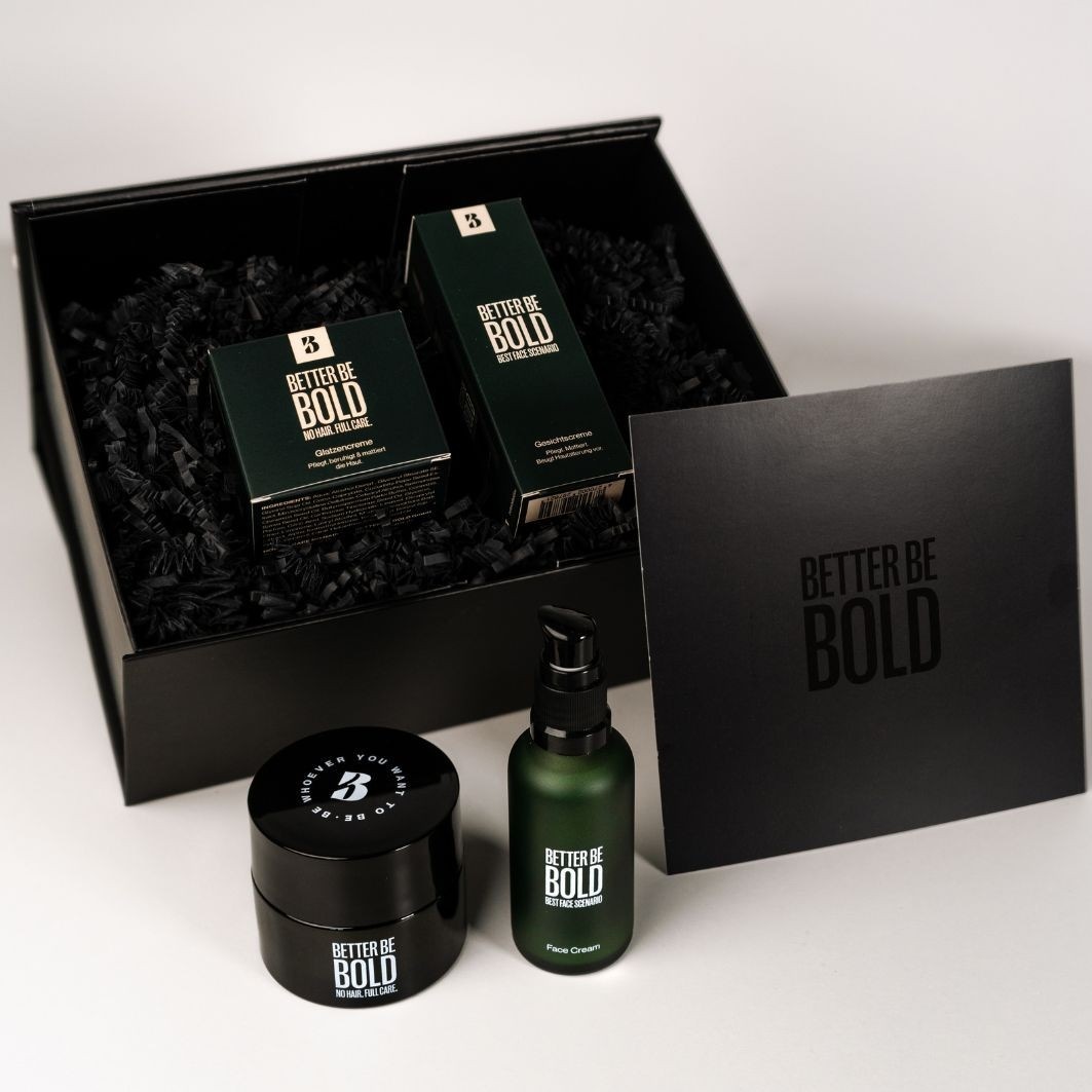 Geschenkbox für glückliche Glatzenträger