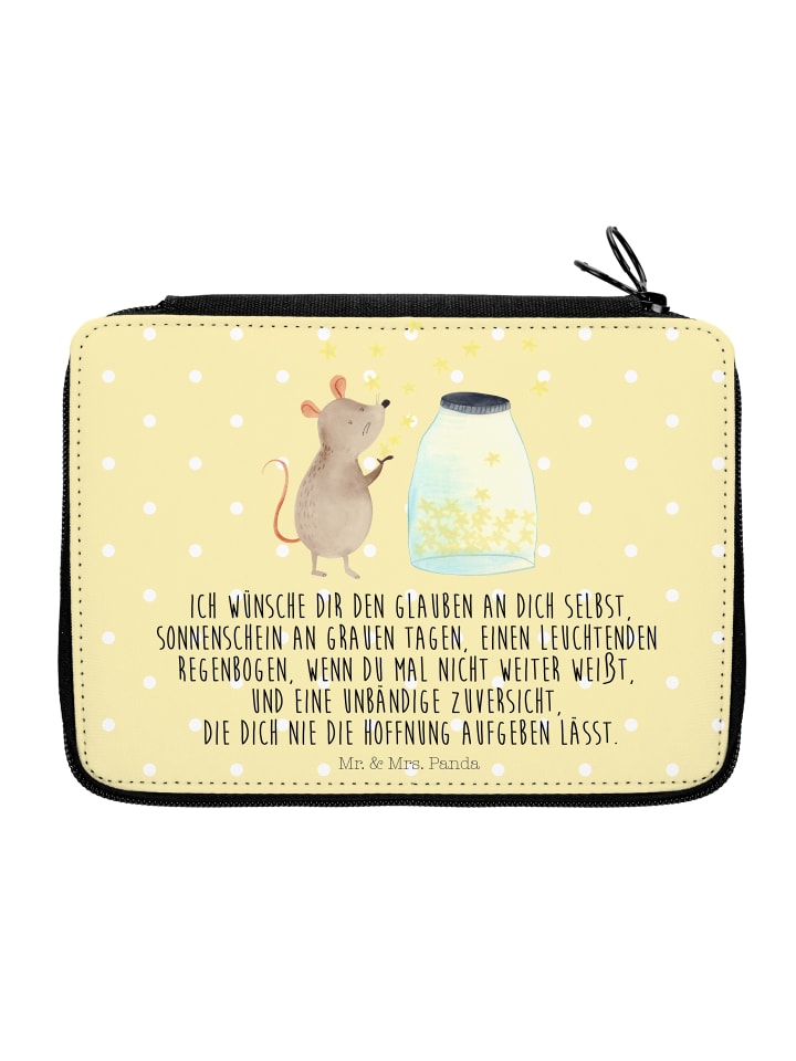 Mr. & Mrs. Panda Federmappe Maus Sterne mit Spruch in Gelb Pastell günstig kaufen onesize