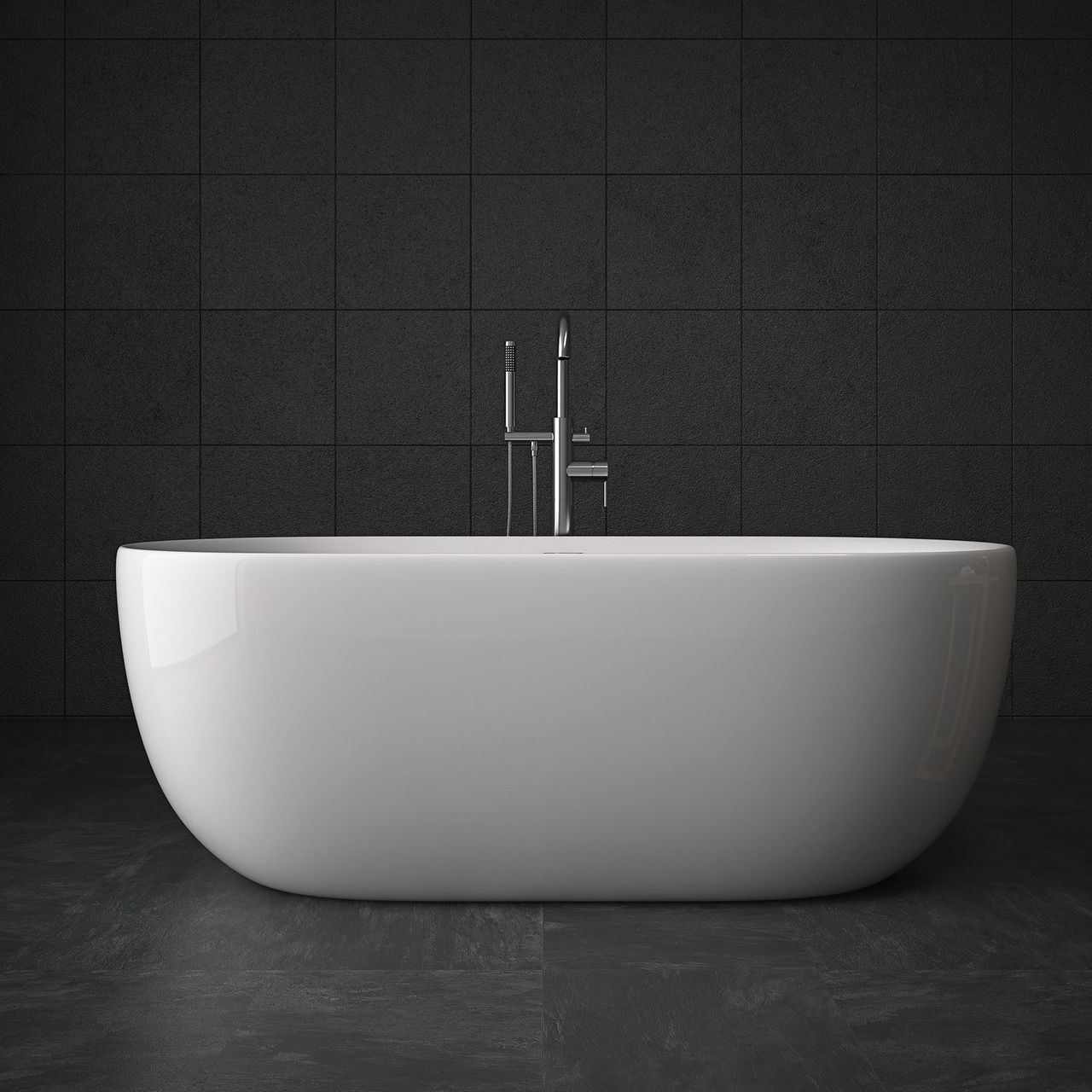 TroniTechnik Freistehende Badewanne Acrylbadewanne Standbadewanne Sifnos 170cm x 80cm x 58cm