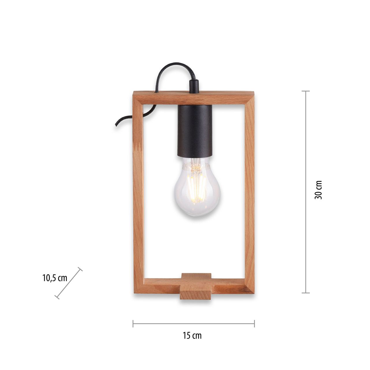 JUST LIGHT LeuchtenDirekt Tischleuchte FRAME, 1xE27/max. 60W, Innenleuchte, IP20, Metall und Holz