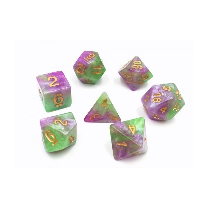 Würfelset (Purple+Green+White) Marble dice