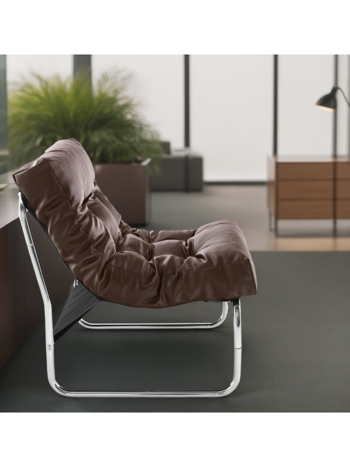 KADIMA DESIGN Vintage Clubsessel, Retro Lounge, Modular, Business, Chromkufen in Braun günstig kaufen onesize