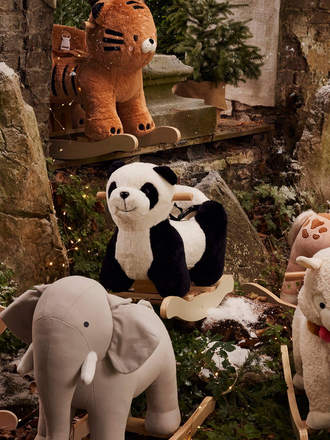 Panda à bascule bébé en bois FSC® blanc