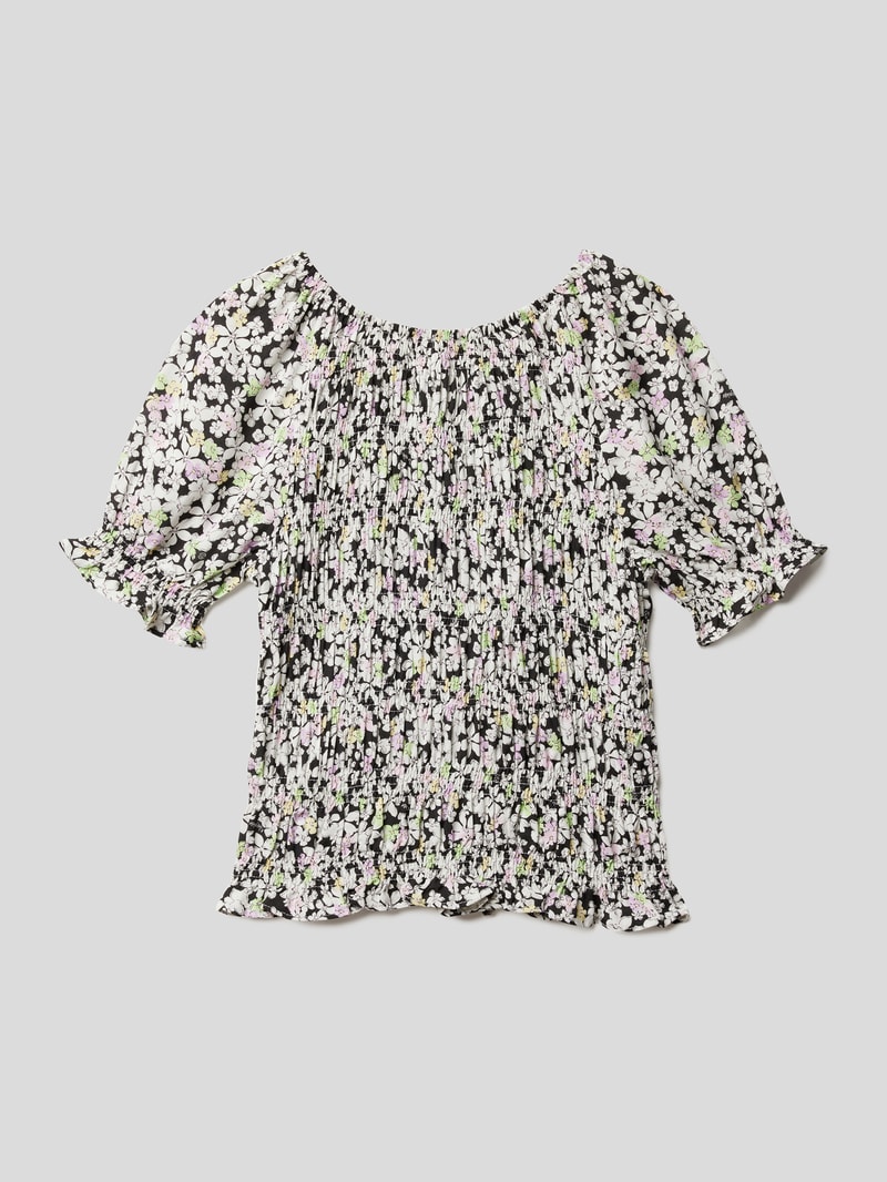 T-Shirt mit floralem Muster in schwarz